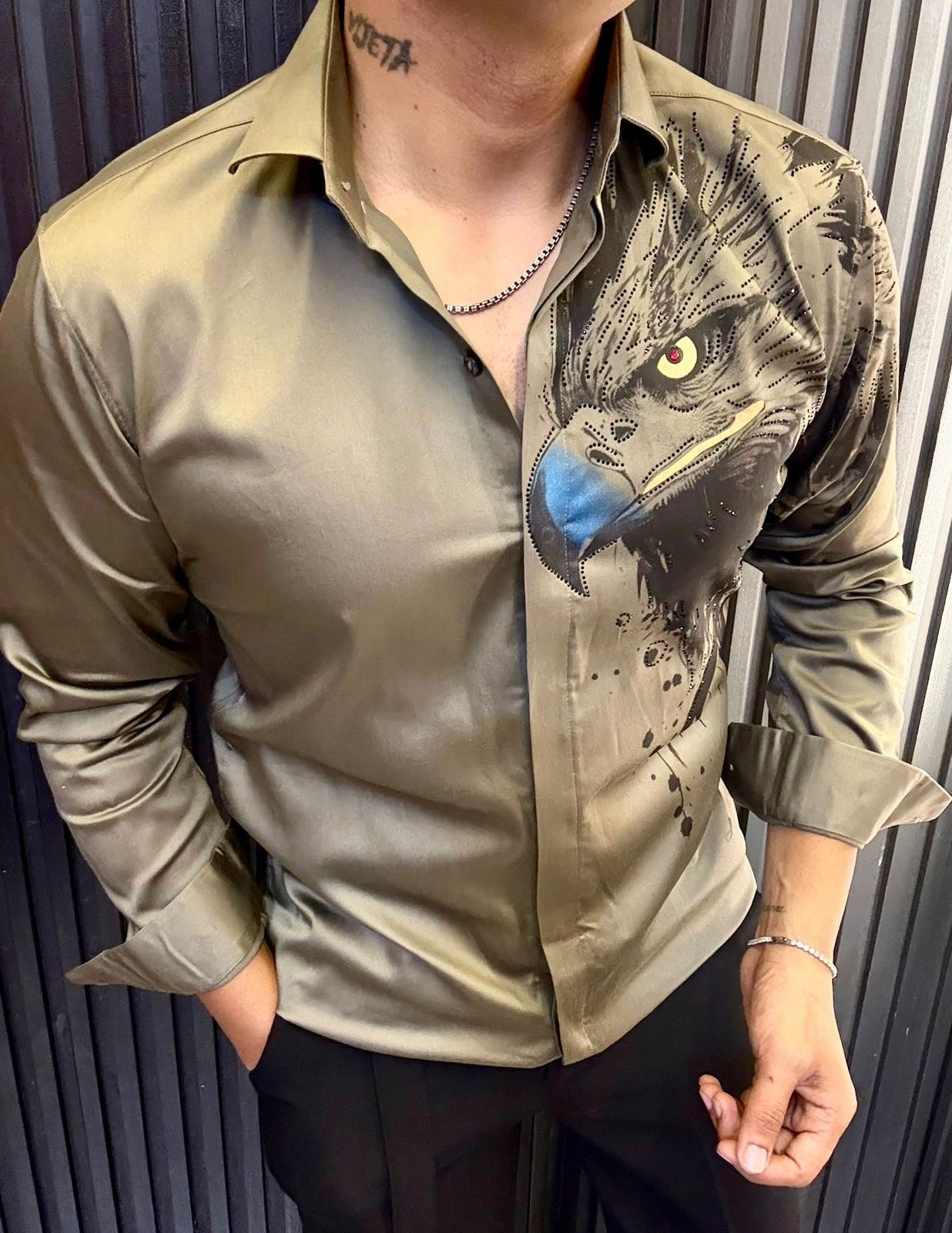 Men's White Eagle Print Shirt | Bold Animal Graphic | Statement Casual Fashion