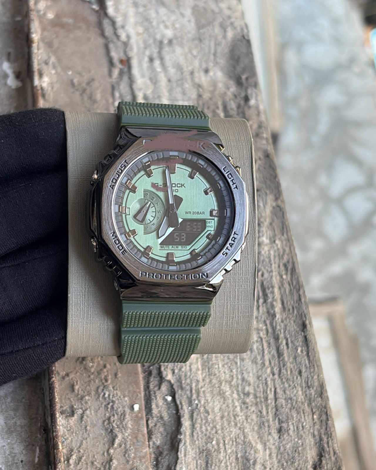 Premium Gold "Casioak Style" Octagonal Watch - Rugged Black Strap & Digital Display