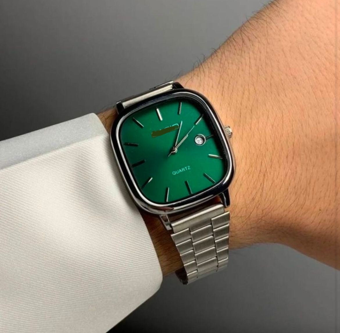 Retro Square Dial Quartz Watch with Metal Strap (Unisex)