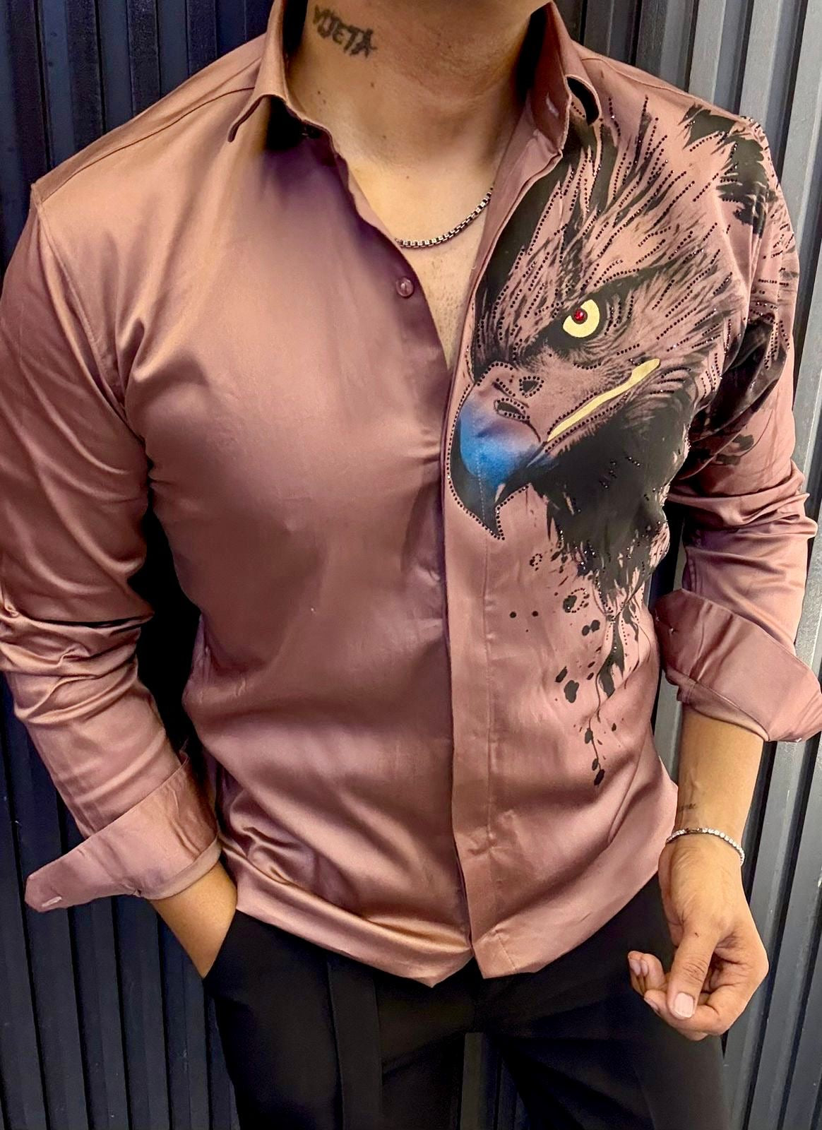 Men's White Eagle Print Shirt | Bold Animal Graphic | Statement Casual Fashion