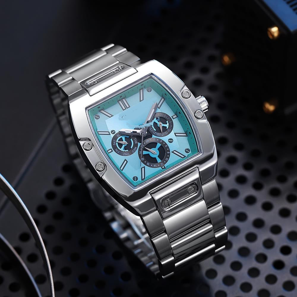 Premium Men's Square-Face Chronograph Watch - Black Dial