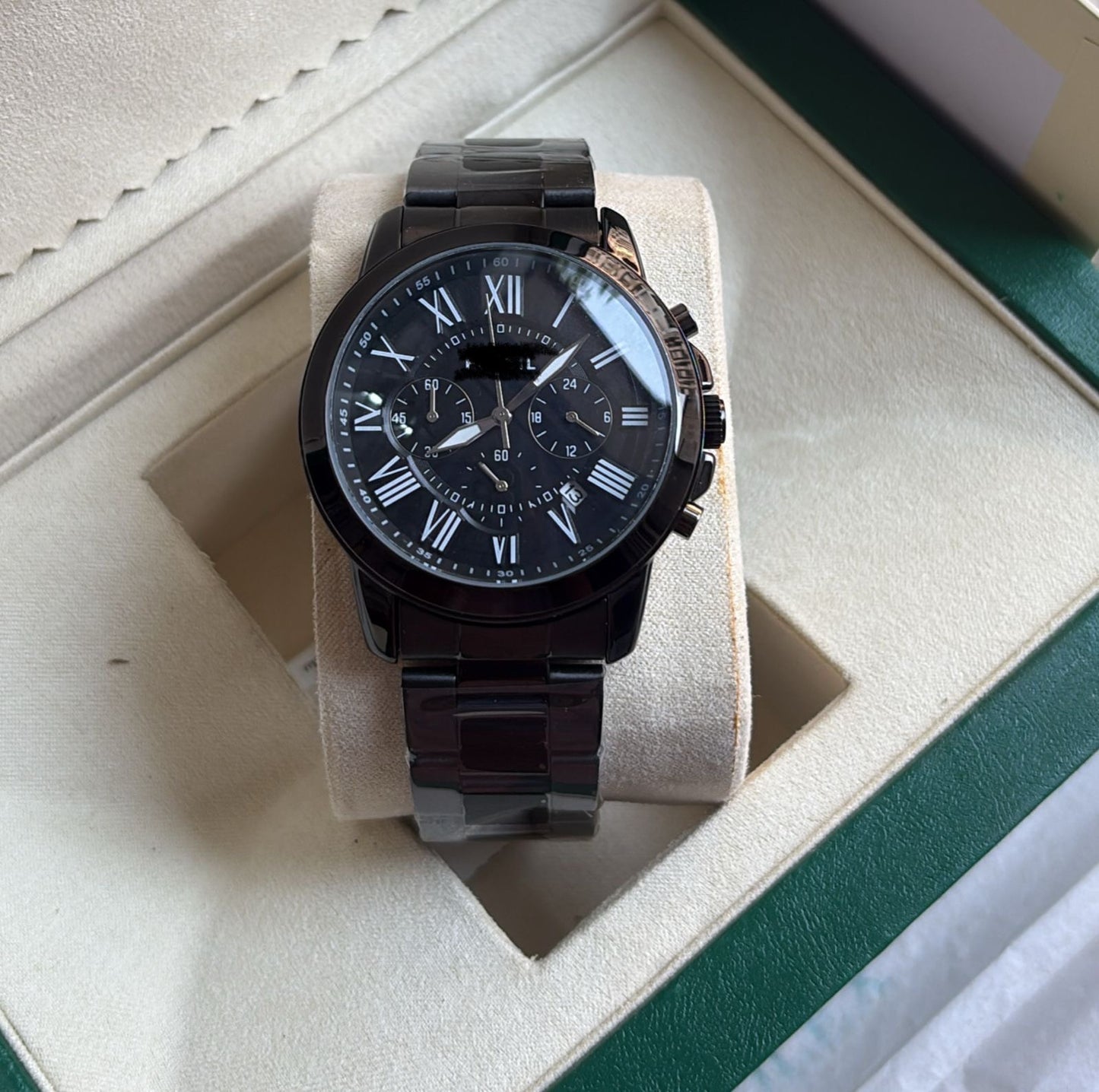 Elegant Rose Gold & Silver Watch | White Dial Chronograph | Classic Roman Design