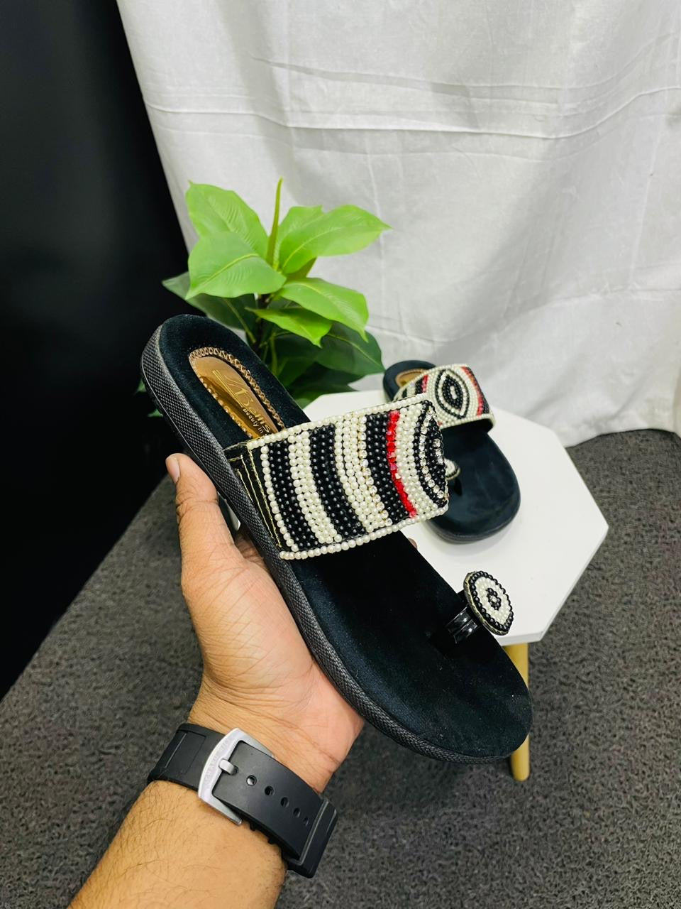Women Black Soft One Toe Flats