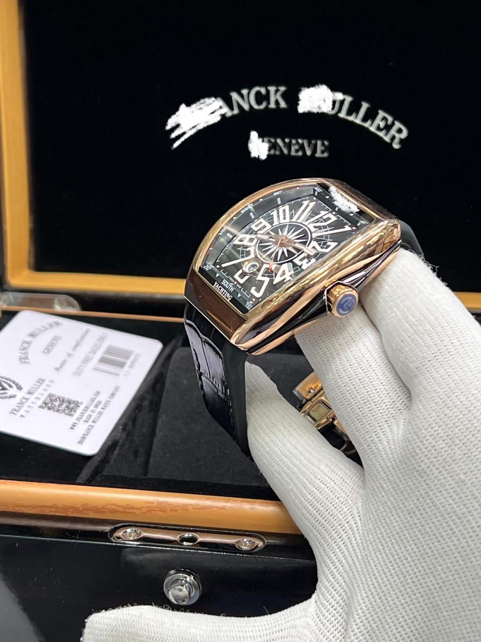 Luxury Men's Tonneau-Shaped Watch with Compass Dial
