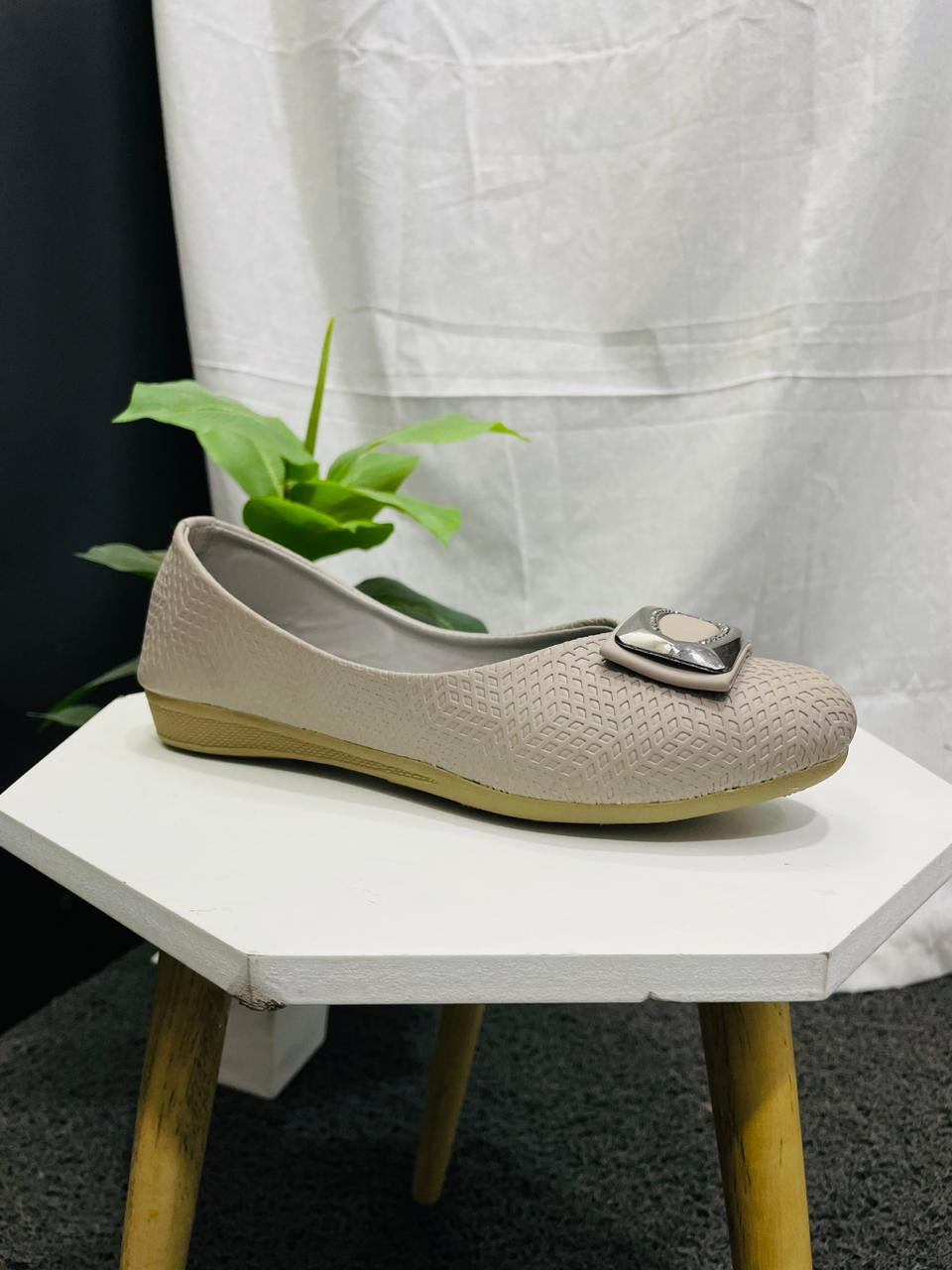 Women's Greyish Buckle Decor Ballet Flats, Fashion Square Toe Soft Sole Slip On Shoes, All-Match Commuter Flats