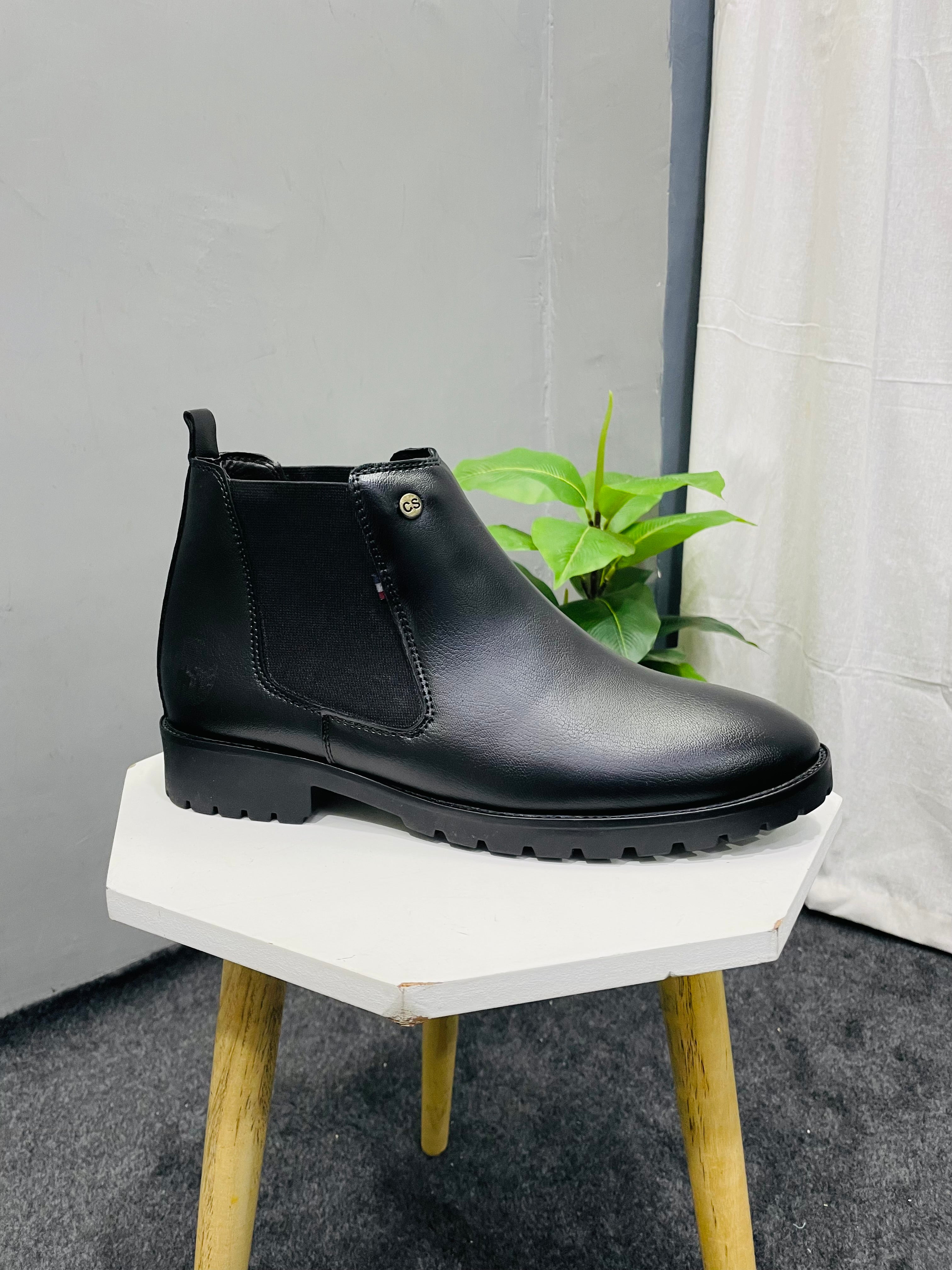 Men Fashion Chunky Sole Black Chelsea boots