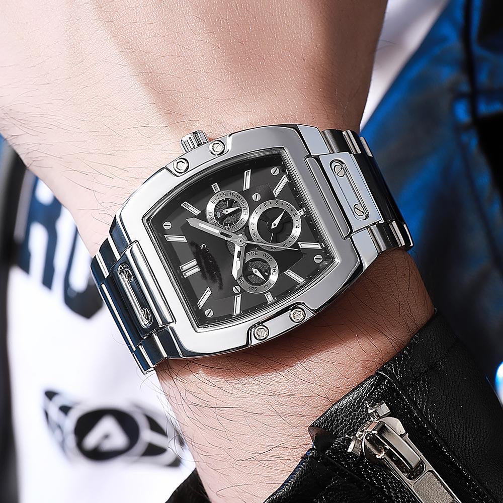 Premium Men's Square-Face Chronograph Watch - Black Dial