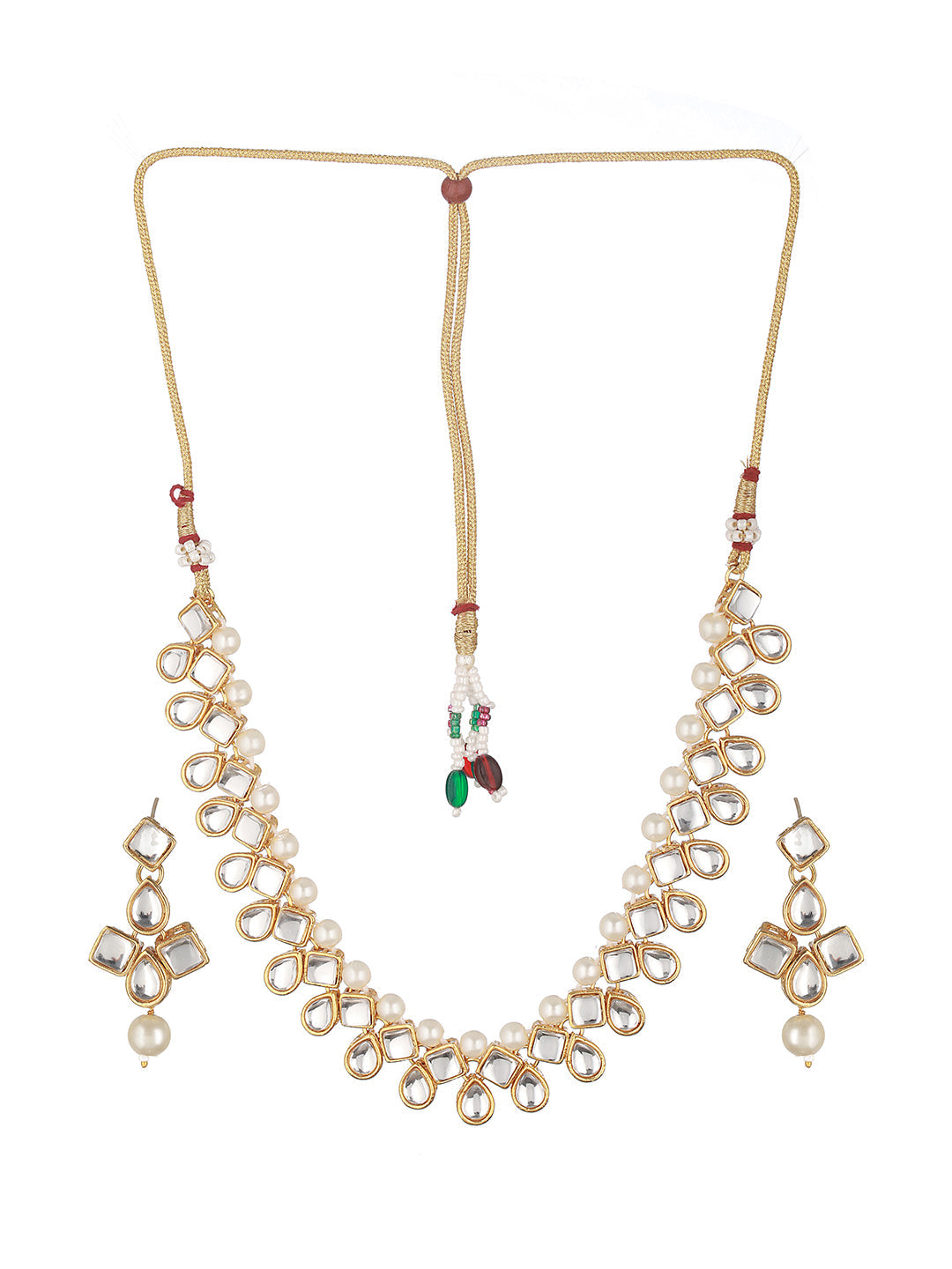 Gold-Plated Kundan-Studded & Beaded Jewellery Set