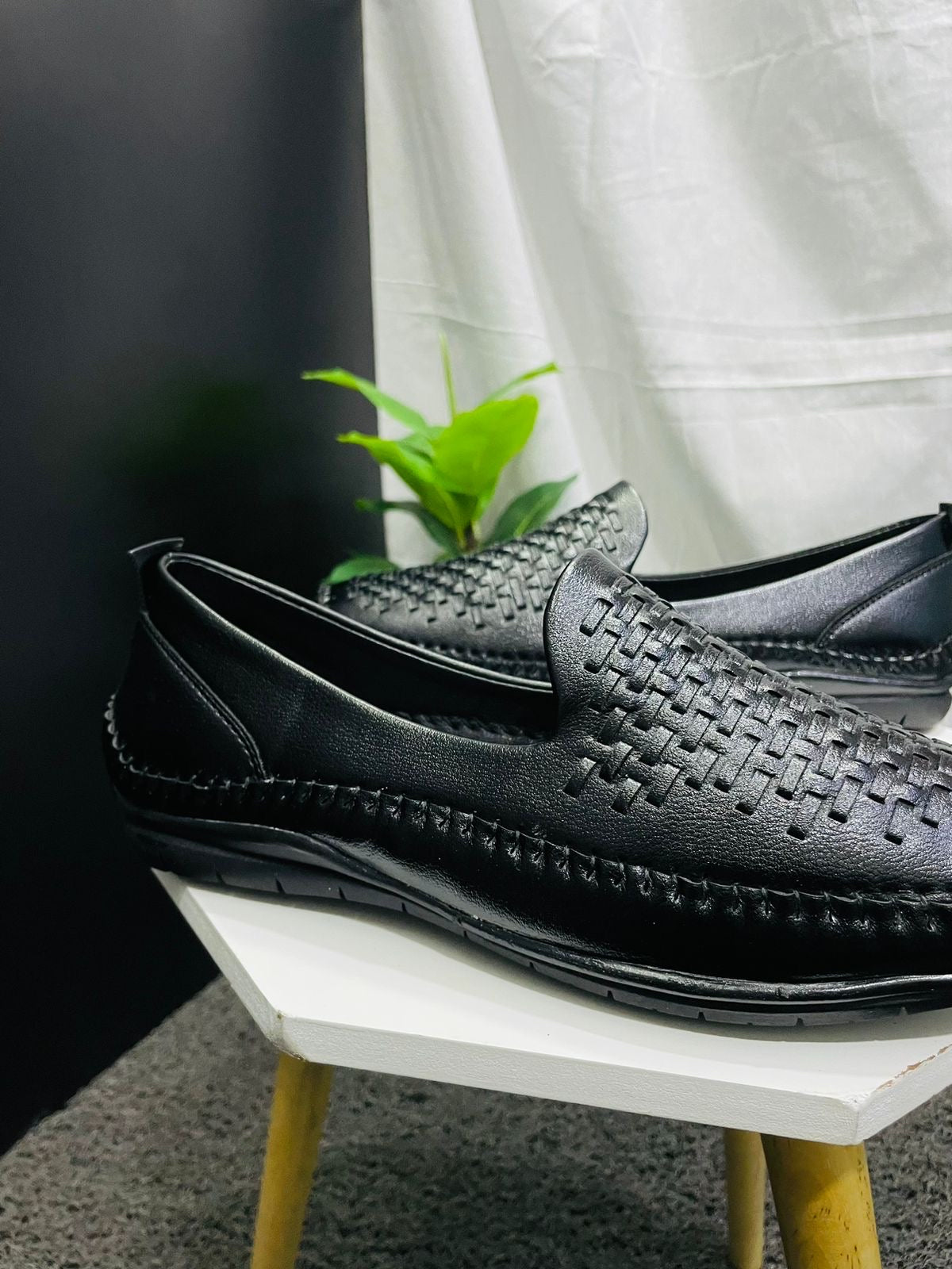 Synthetic leather Slip-On For Men (Black)