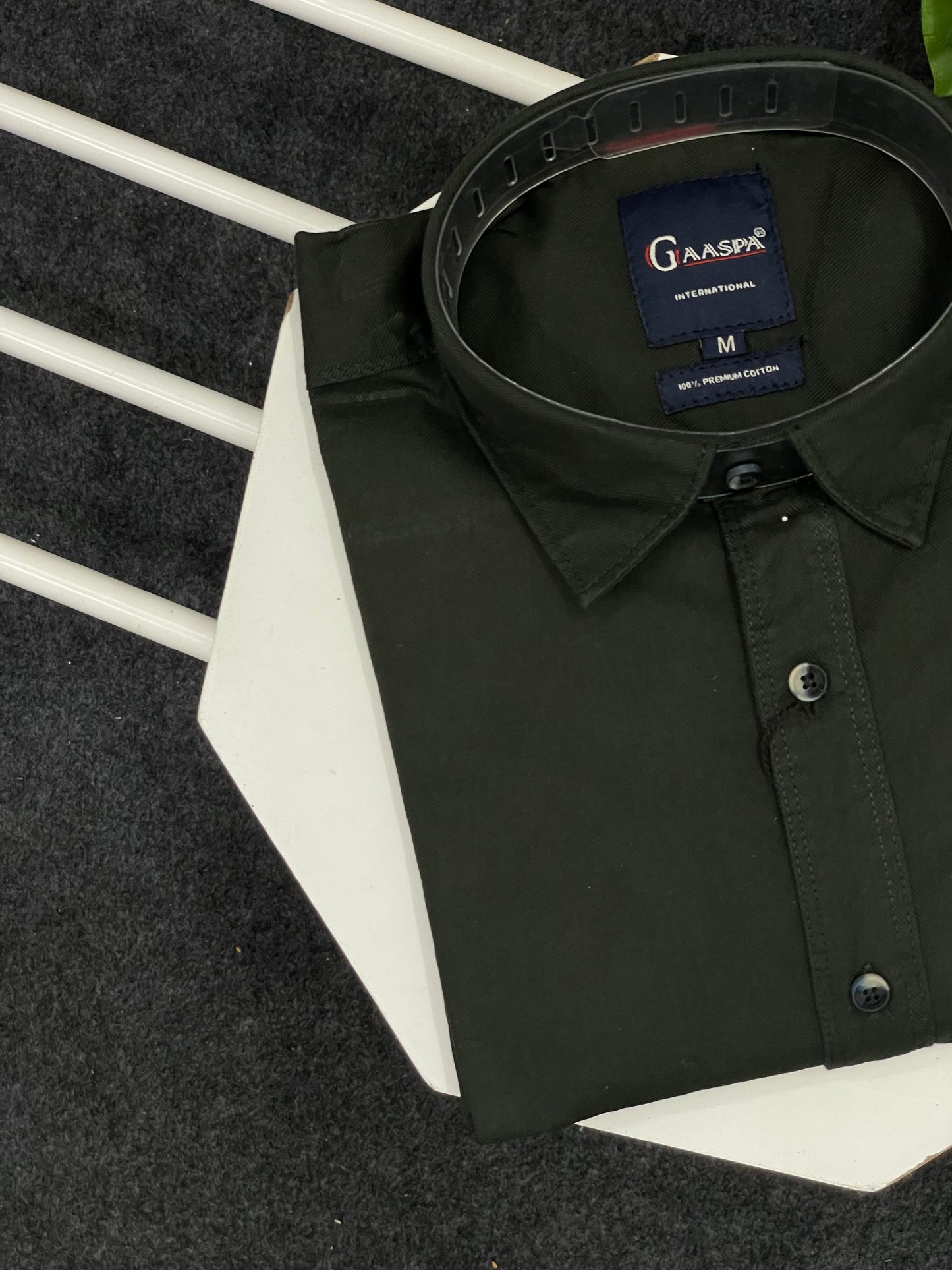 Men Solid Dark Green Casual Shirt