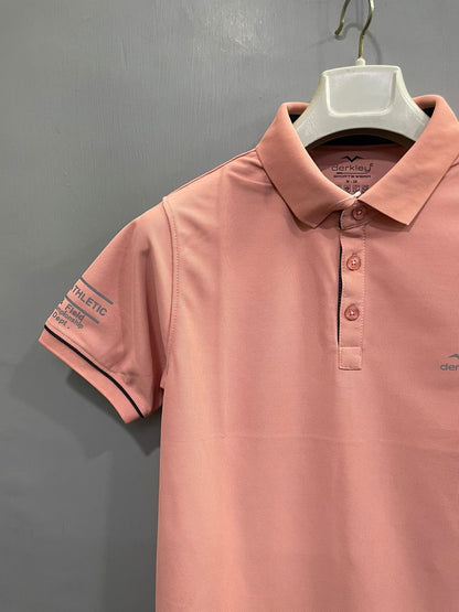 Peach Men’s Classic Polo Self Design Try Dry T-shirt