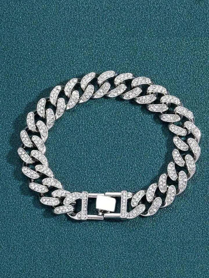 1pc Silver Plated Metal Bracelet With diamond