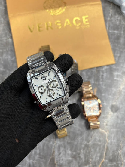 Luxury Square Chronograph Watch for Men - High-End Stainless Steel Bracelet