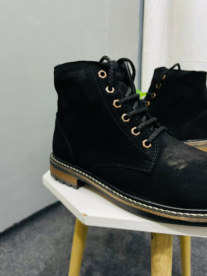 Men’s Black Genuine Suede  Leather Boots