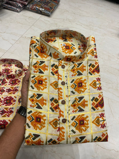 Colorful Geometric Pattern Kurta – Branded Baba