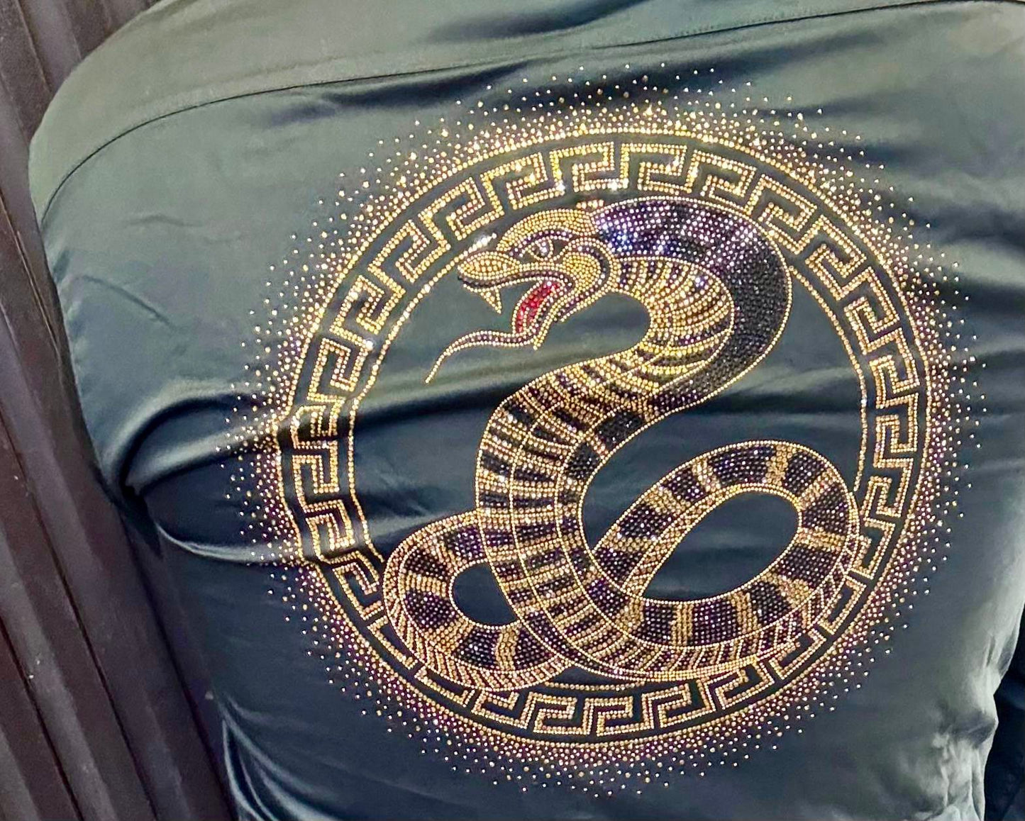 Satin Finish Men's Party Shirt with Gold Snake Design | Slim Fit Nightclub Wear