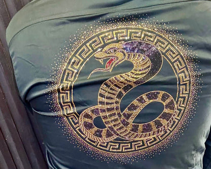 Satin Finish Men's Party Shirt with Gold Snake Design | Slim Fit Nightclub Wear