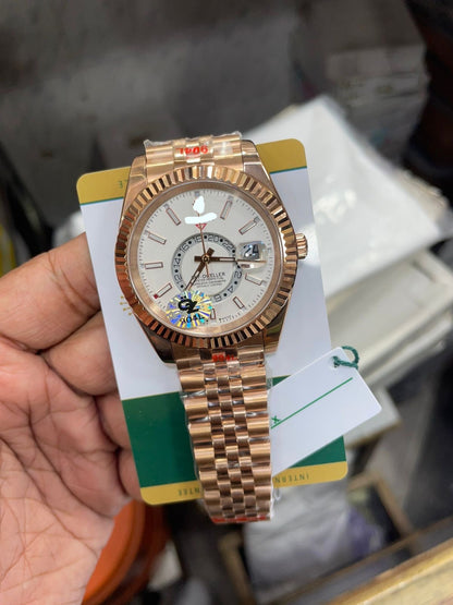 Executive Gold Day-Date Watch - Iconic Design with Fluted Bezel and Jubilee Strap