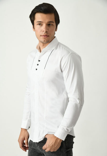 Stunted Button Party Wear WHITE SHIRT