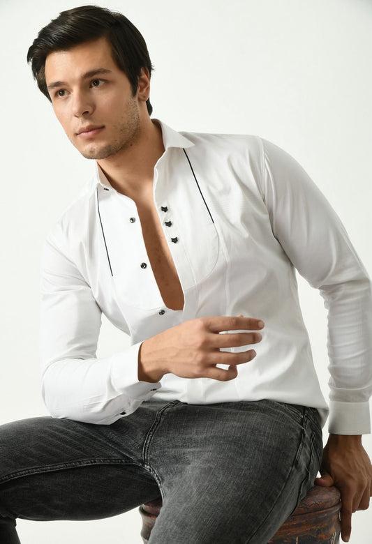 Stunted Button Party Wear WHITE SHIRT