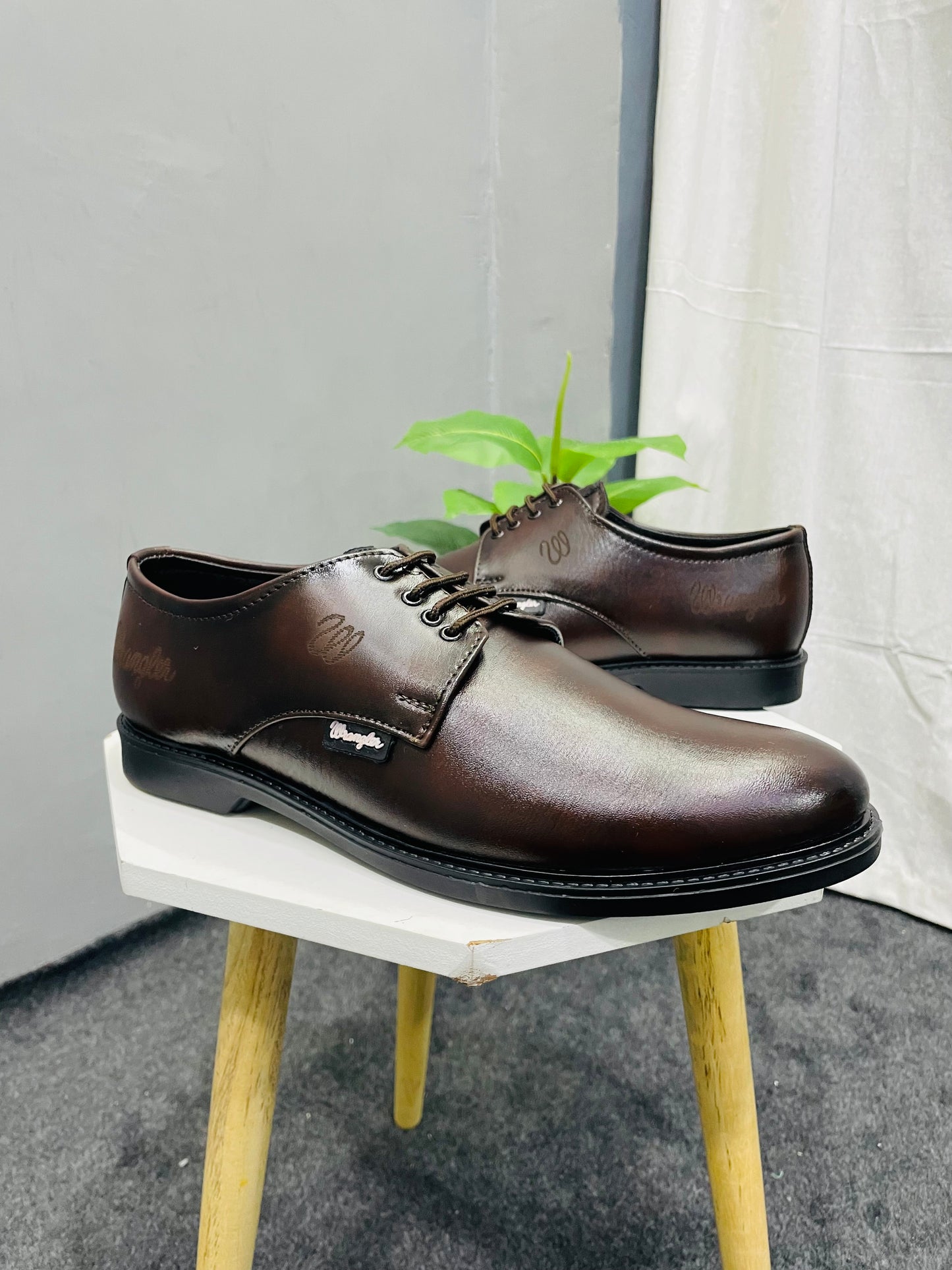 Brown Formal Shoes for Men with TPR Rubber Sole Office/Outdore Genuine Leather Derby Shoes