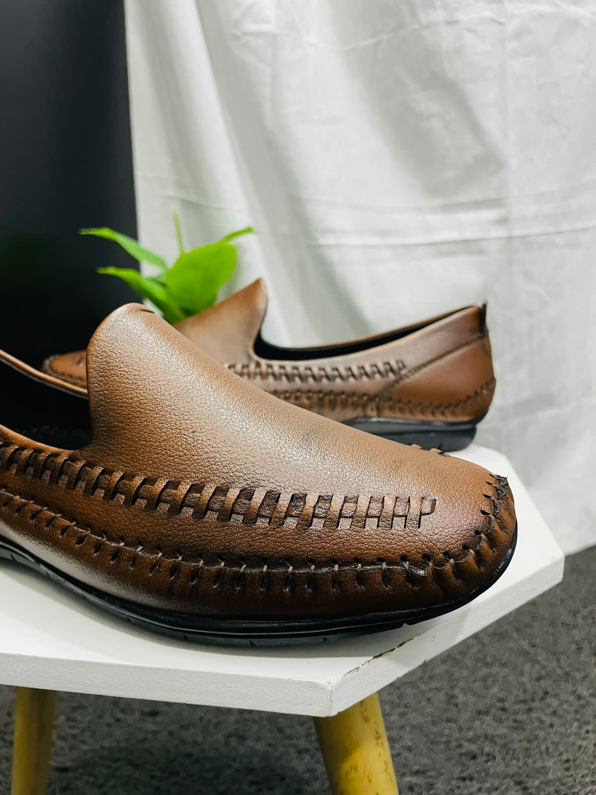 Synthetic leather Slip-On For Men (TAN)