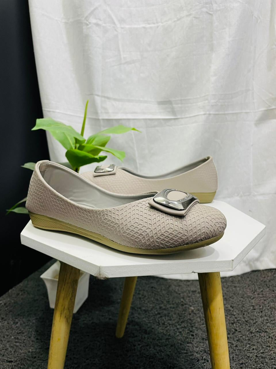 Women's Greyish Buckle Decor Ballet Flats, Fashion Square Toe Soft Sole Slip On Shoes, All-Match Commuter Flats