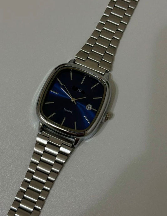 Retro Square Dial Quartz Watch with Metal Strap (Unisex)