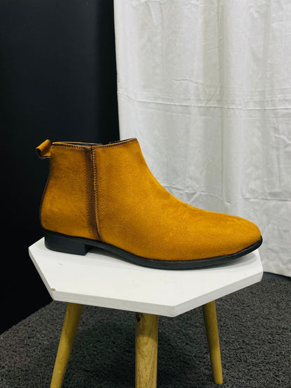 TAN MID TOP CHELSEA BOOTS FOR MEN