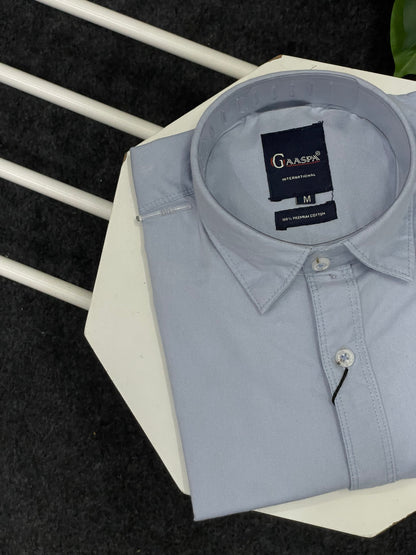 Men Solid Casual Light Blue Shirt