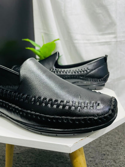 Synthetic leather Slip-On For Men (Black )