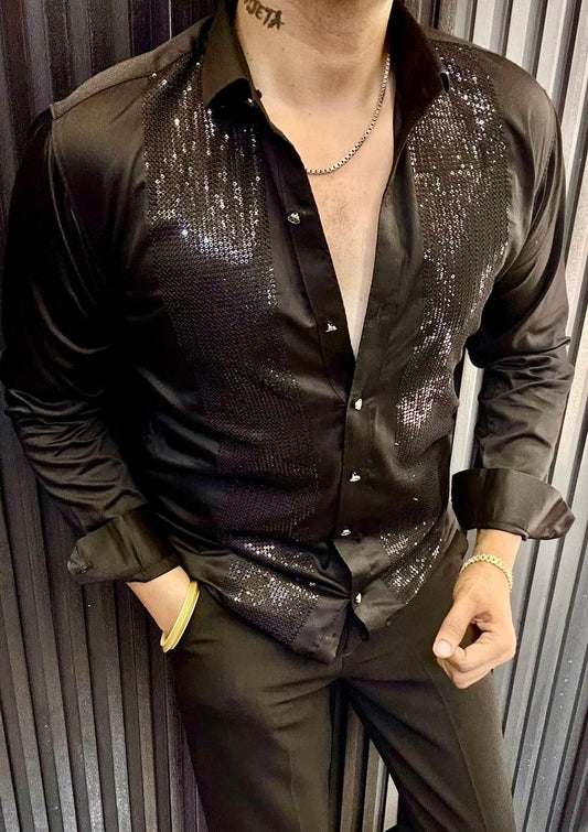 Men’s Sequined Dress Shirt - Dazzling Evening Attire