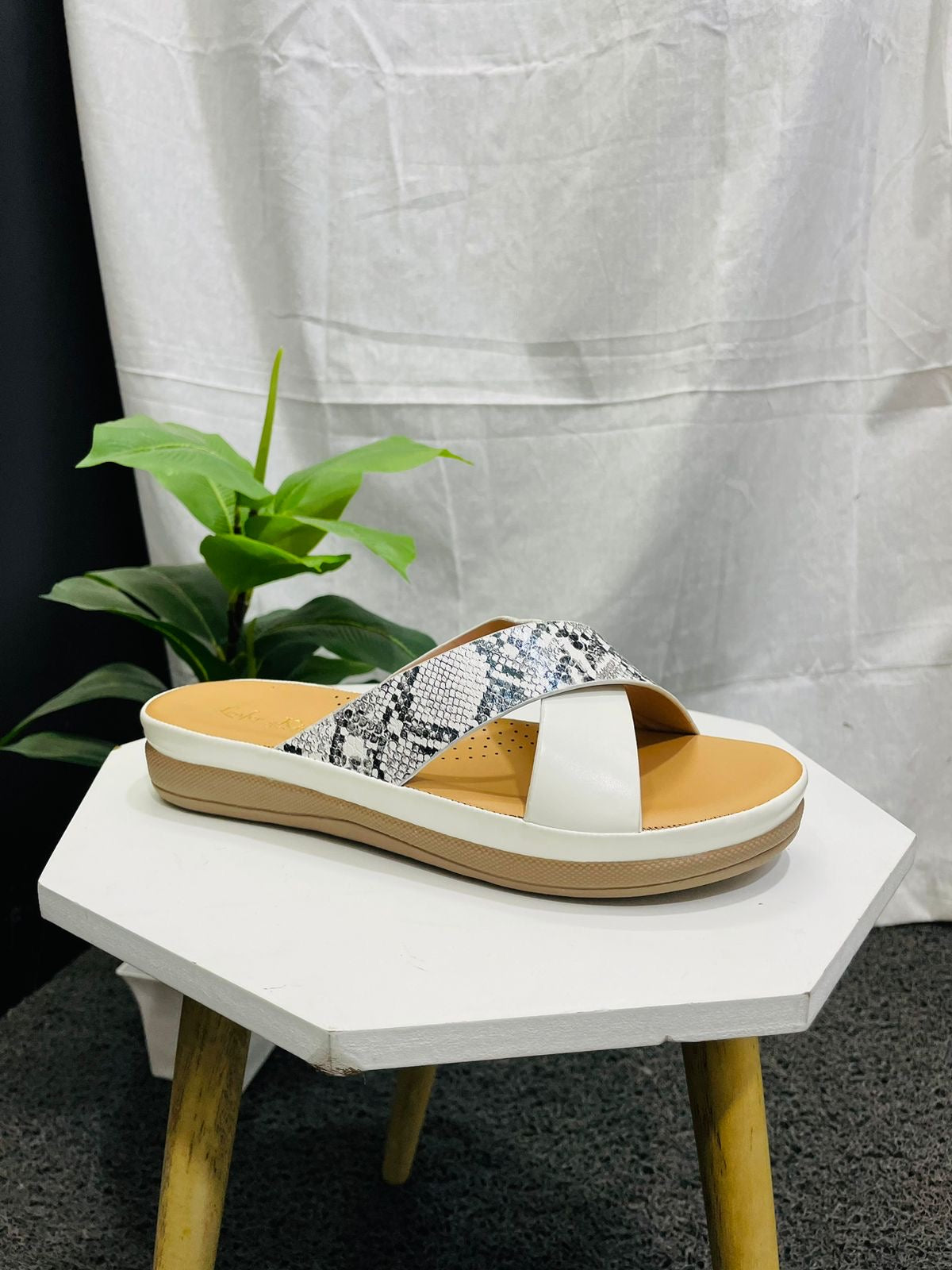 White Open-Toe Slip-On Sandals