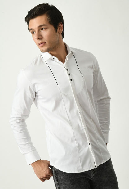 Stunted Button Party Wear WHITE SHIRT