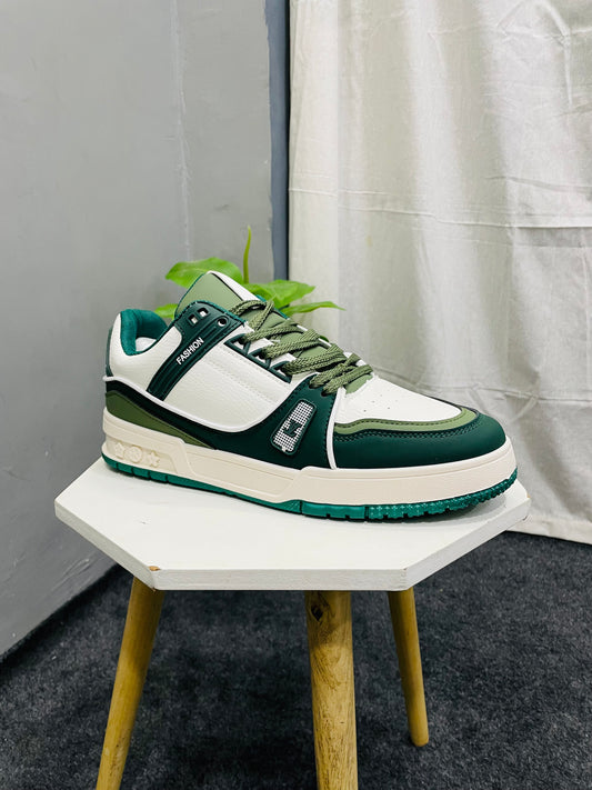 Buy Men’s Trendy White & Green Street Style Sneakers