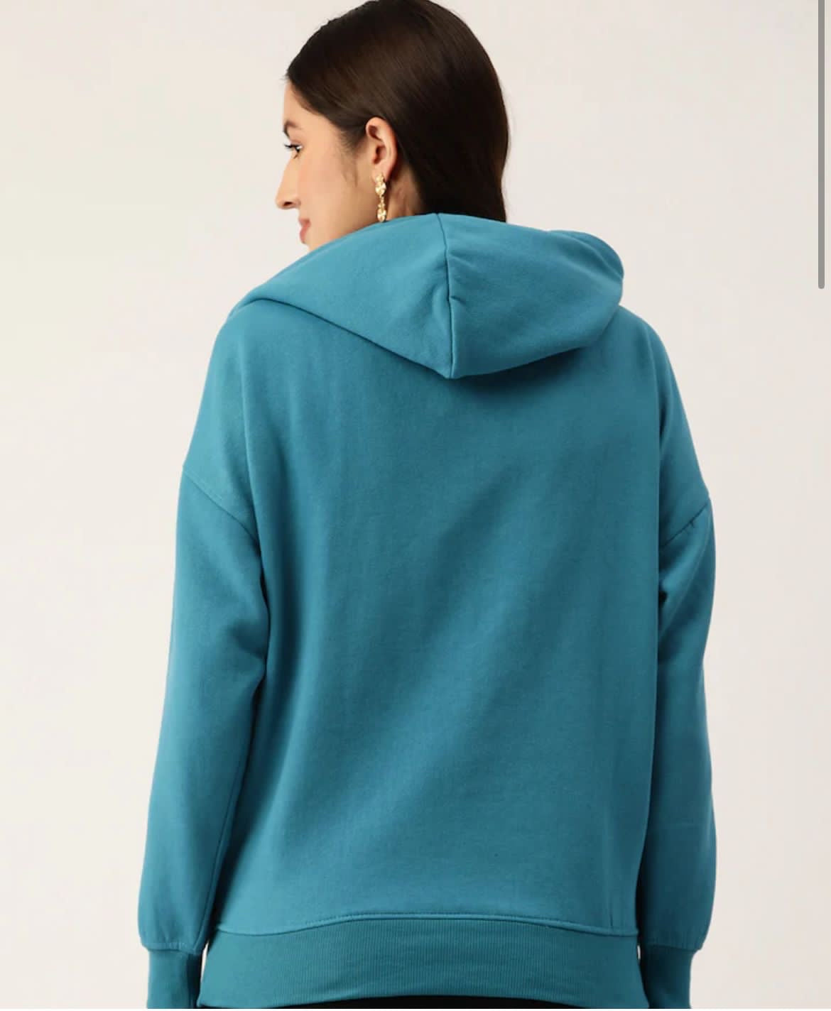 Women Black Hooded Fleece Sweatshirt