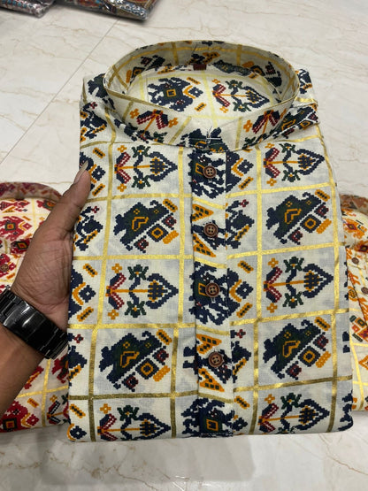 Colorful Geometric Pattern Kurta – Branded Baba