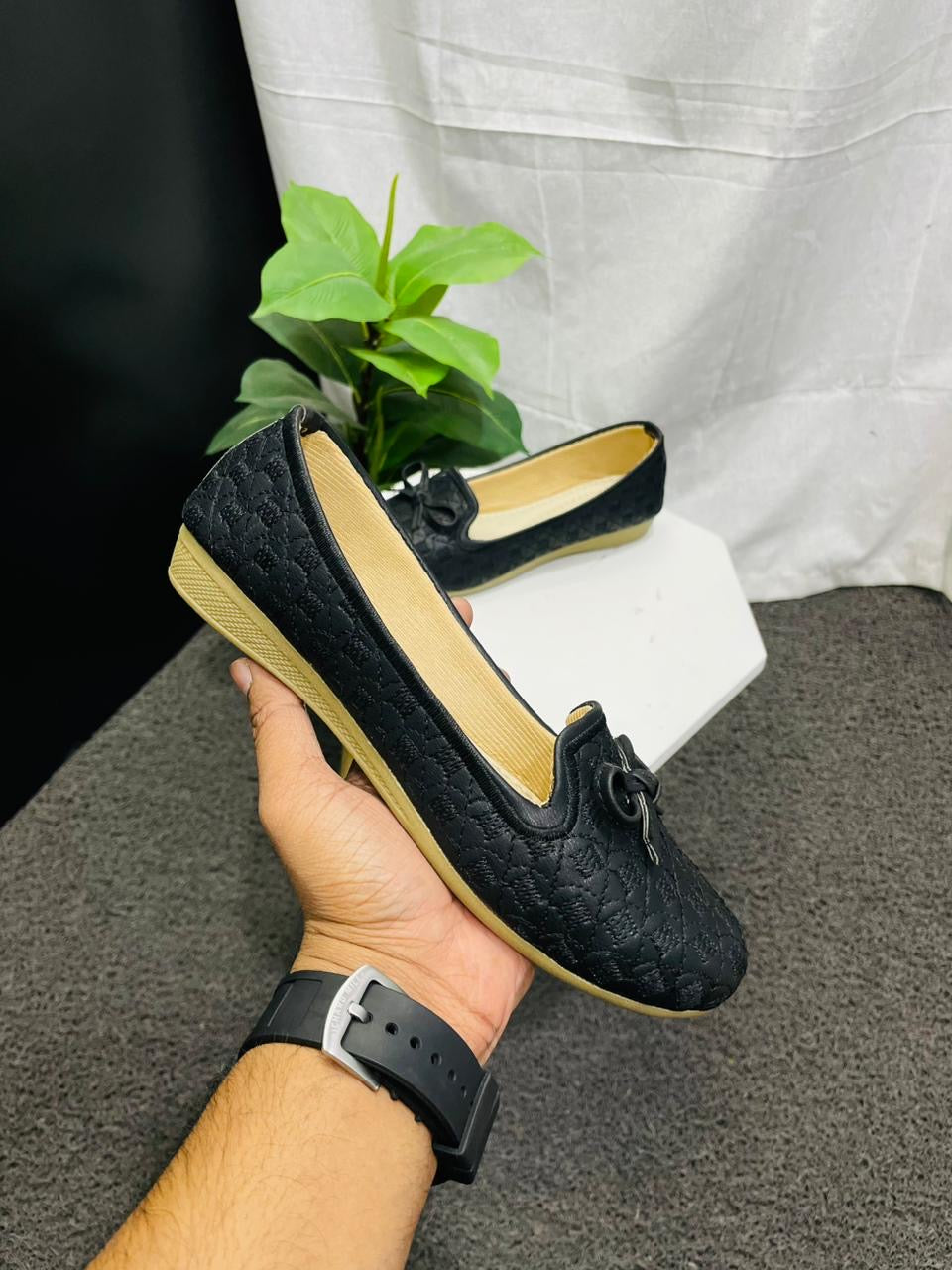 Black Korean Flat Doll Shoes For Ladies Slip-Ons & Mules Work Shoes Office Shoes Close Shoestrings