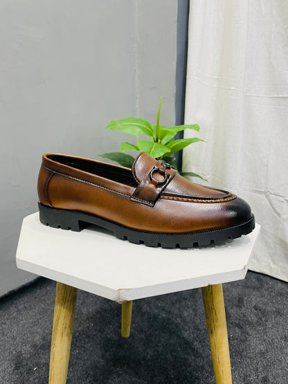 Men Tan Semi Formal Causal Chunky Loafers