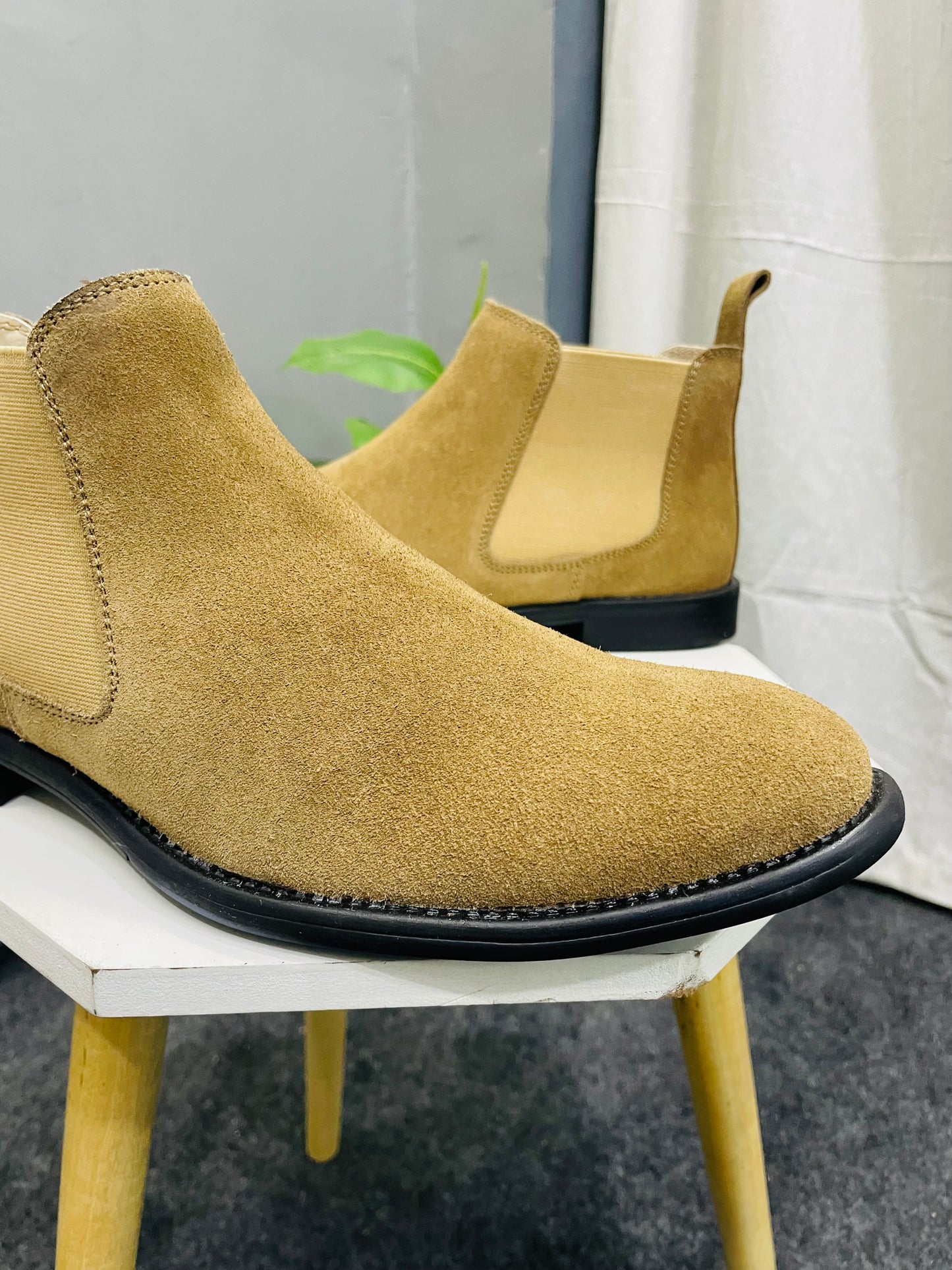 Men's Stylish Slip-On Suede Chelsea Ankle Boots for Casual Fall & Spring Wear - Comfortable, Durable TPR Sole, Cushioned Insole & Elastic Band