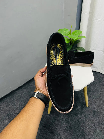 Suede Tassel Bow Penny Loafers for Men