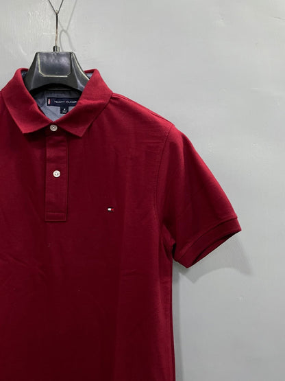 Solid Red Cotton Polo Men's T-Shirt