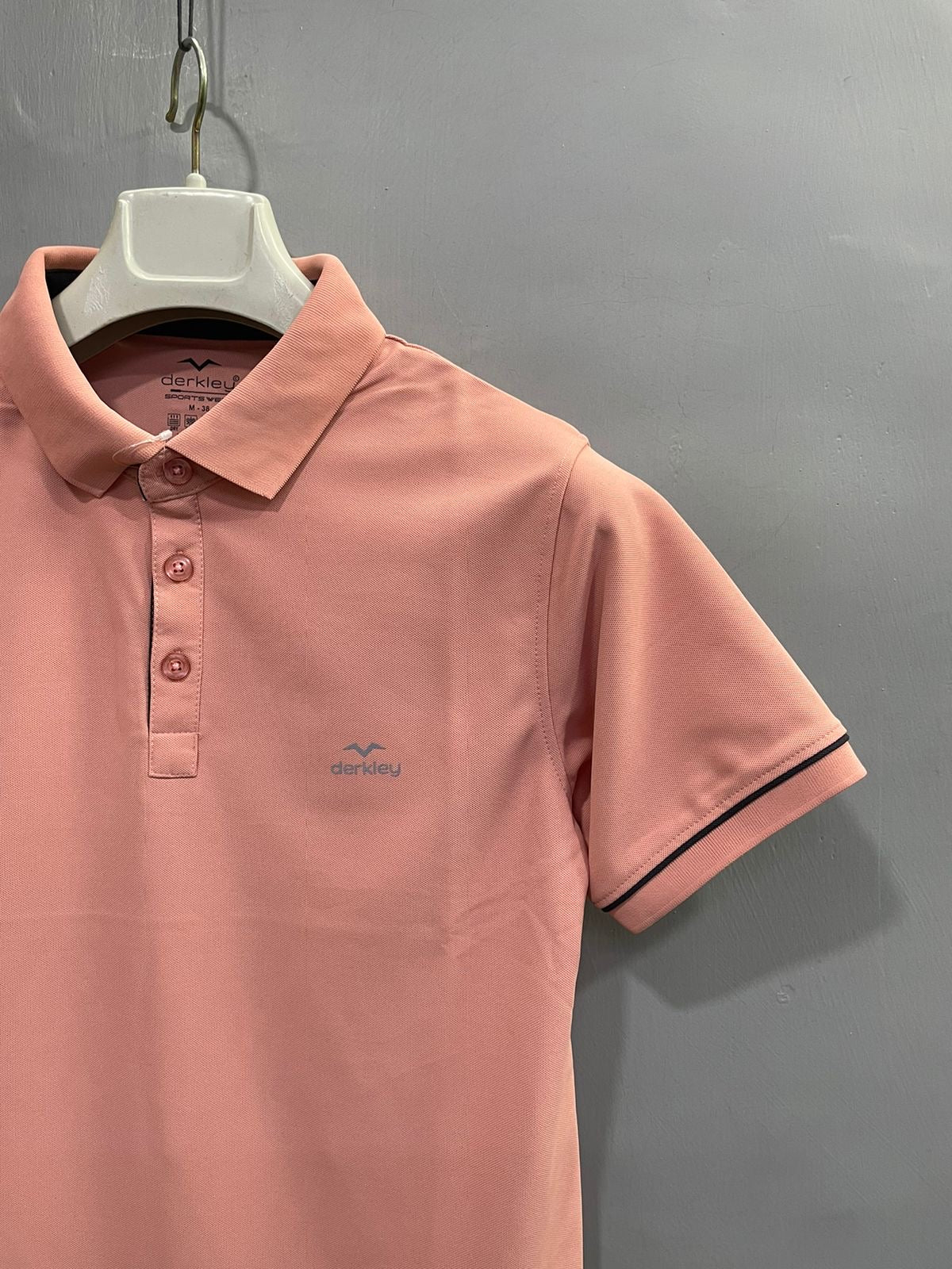 Peach Men’s Classic Polo Self Design Try Dry T-shirt