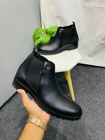 Chunky sole black chelsea boots