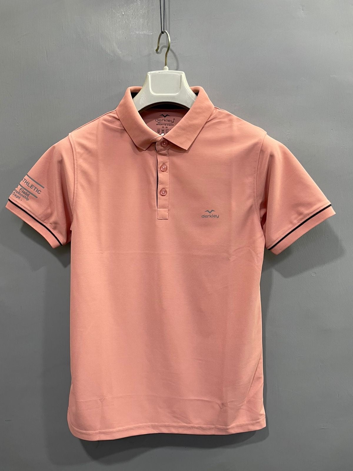 Peach Men’s Classic Polo Self Design Try Dry T-shirt