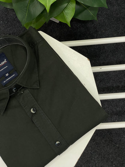 Men Solid Dark Green Casual Shirt