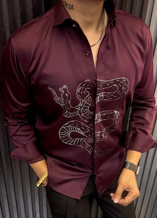 Black Shirt with Shiny Snake Design – Branded Baba