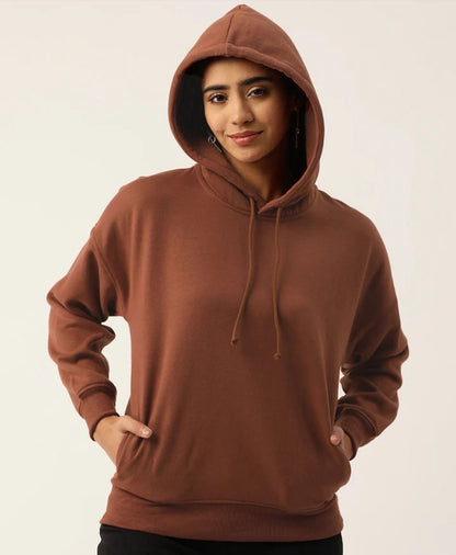 Brown Hooded Fleece Sweatshirt