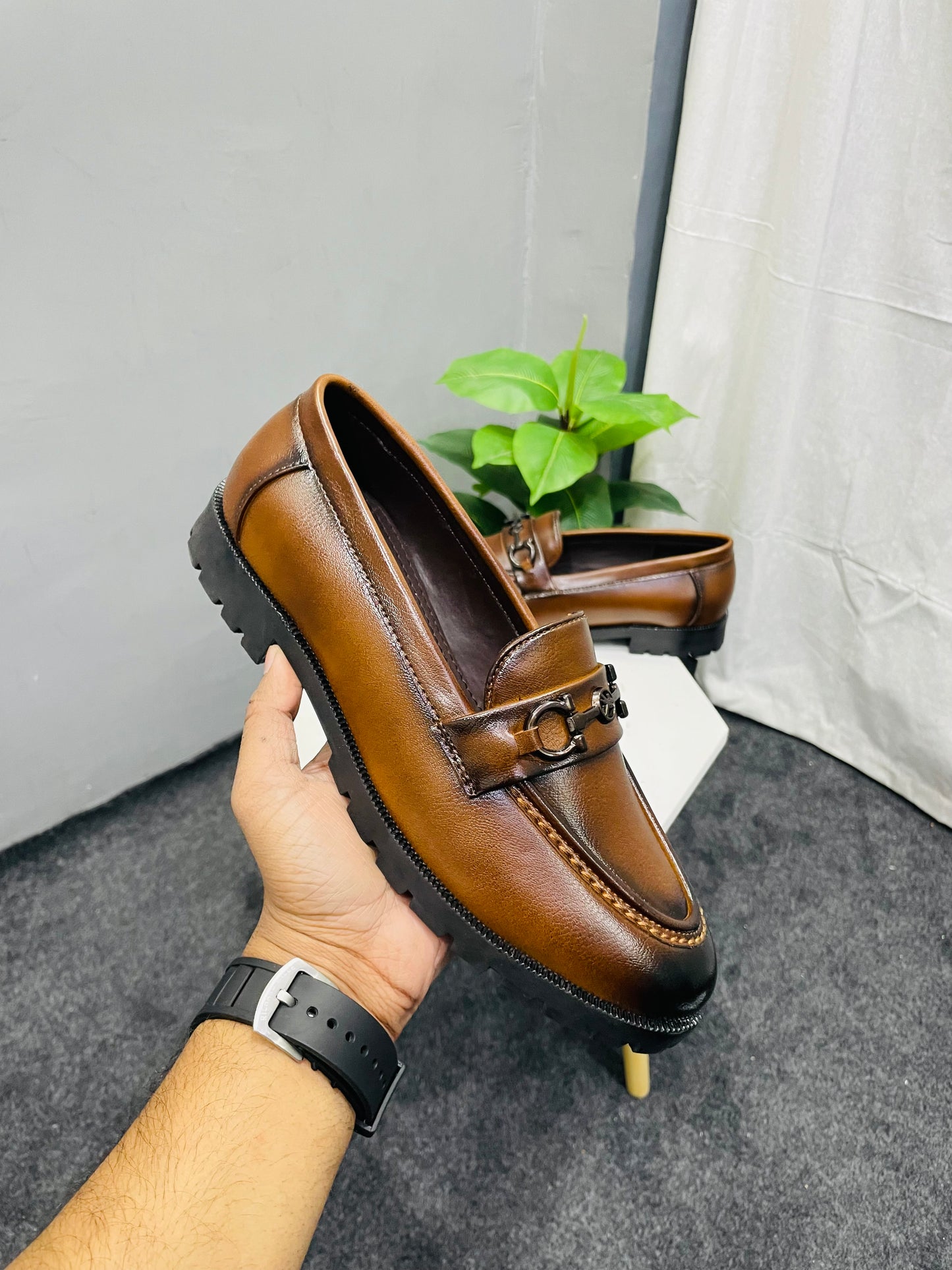 Men Tan Semi Formal Causal Chunky Loafers