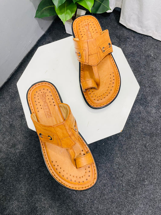 Men Slip-On Sandals with Faux Leather Upper